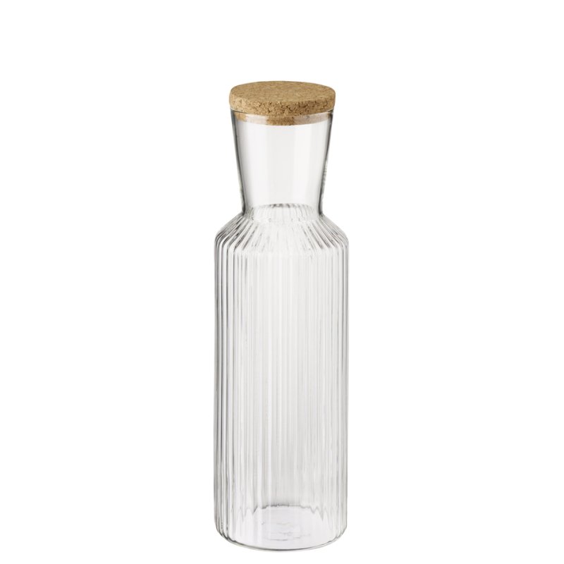 APS carafe en verre LINES, 1,5 litre, transparent, avec bouchon en liège