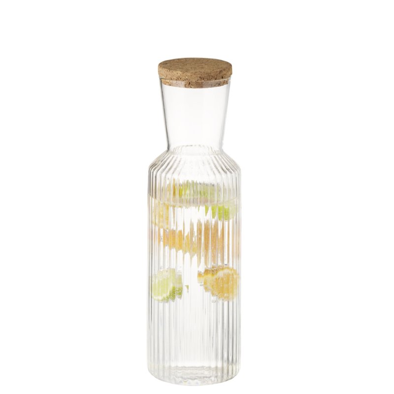 APS carafe en verre LINES, 1,5 litre, transparent, avec bouchon en liège