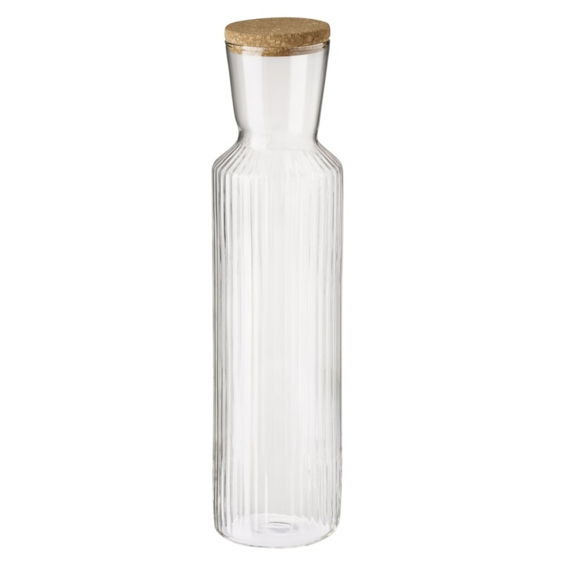 APS carafe en verre LINES, 1,5 litre, transparent, avec bouchon en liège