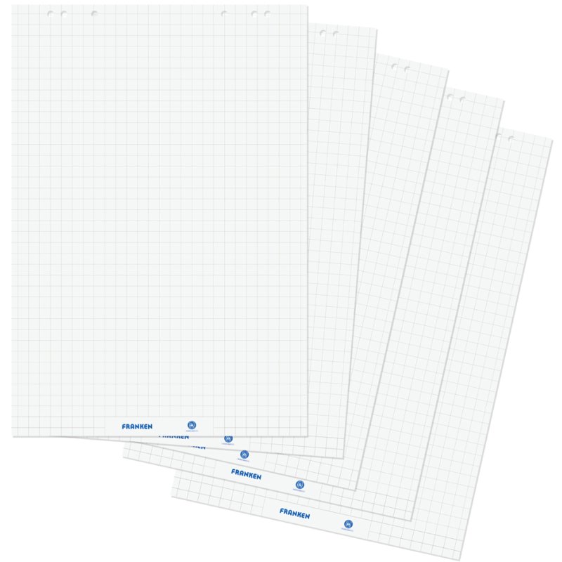 FRANKEN bloc de papier pour chevalet U-Act! Line, blanc quadrillé, 680×990 mm, 5 pièces