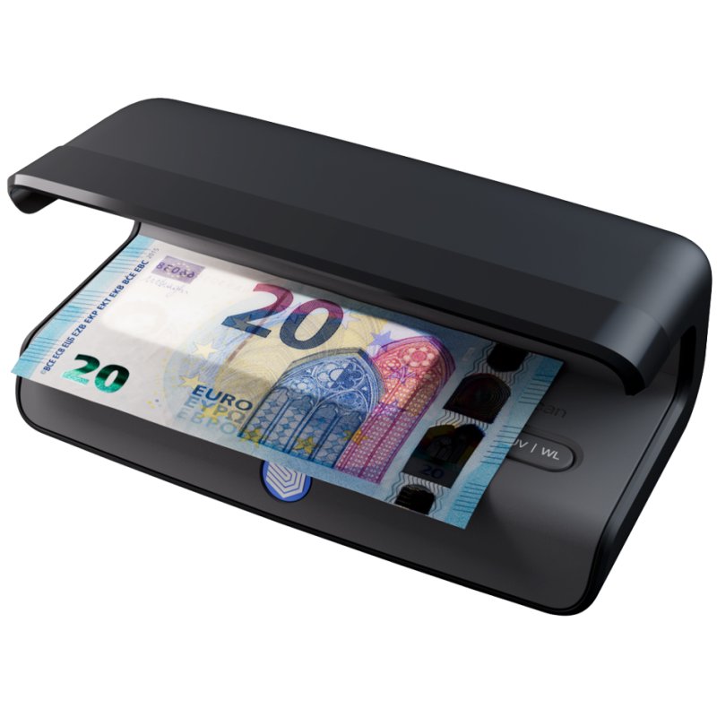 Safescan 75 counterfeit money detector, black, UV and white light detection