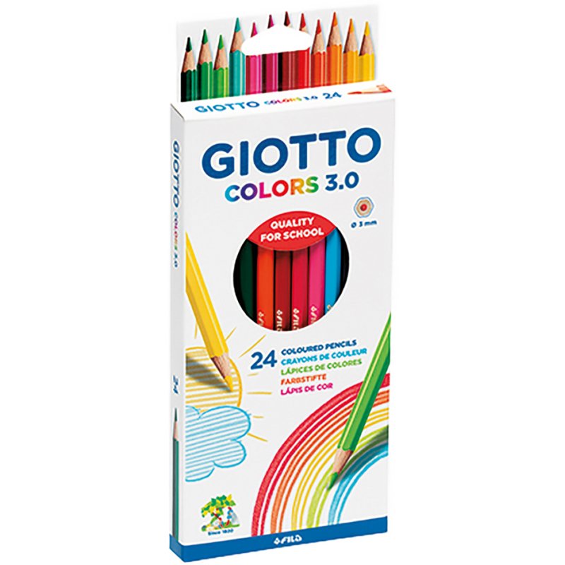 GIOTTO crayons de couleur Colors 3.0, hexagonaux, 3,0 mm, 24 pièces