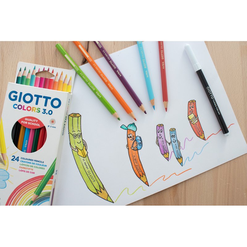GIOTTO crayons de couleur Colors 3.0, hexagonaux, 3,0 mm, 24 pièces