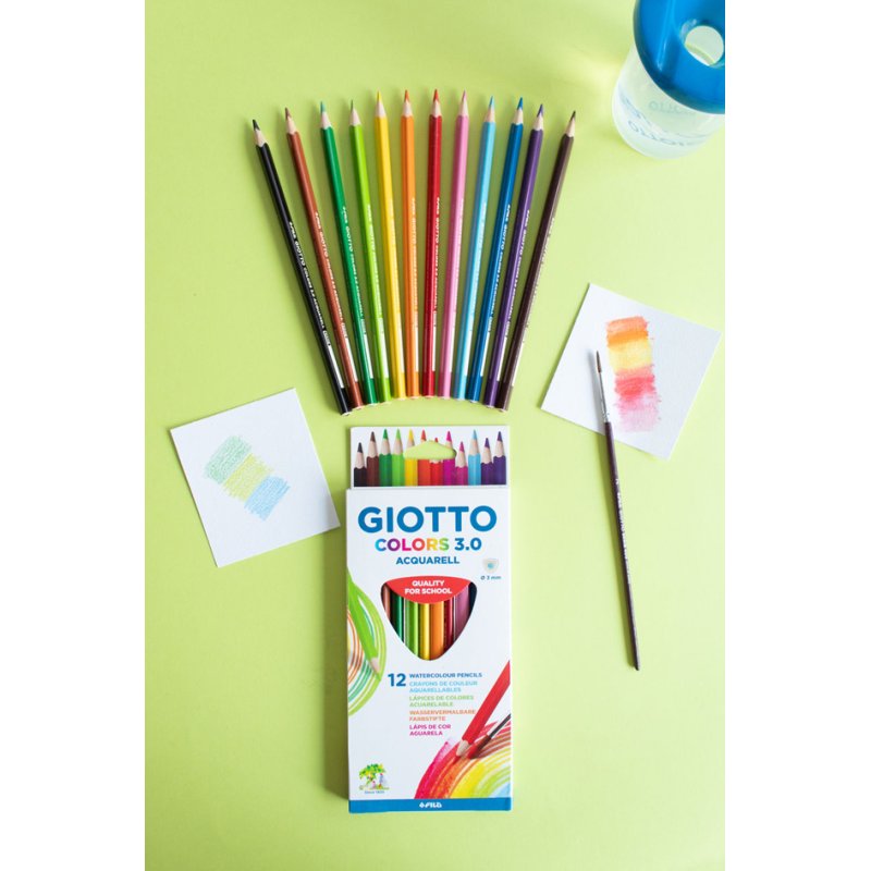 GIOTTO Colors 3.0 crayons de couleur aquarelle, 12 pièces, 3,0 mm