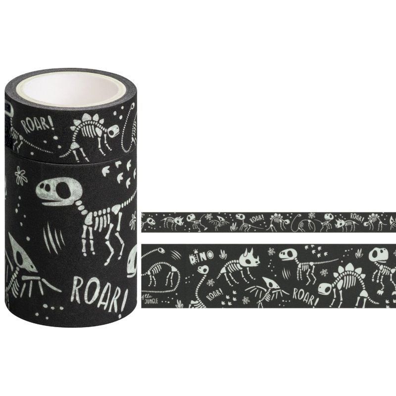 HEYDA decoratie plakband glow in the dark feeën, nachtlichtgeel/zwart, 15mm+45mm×3m, 2 rollen