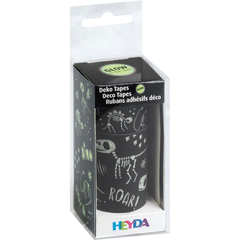 HEYDA decoratietape Glow in the dark, nachtlichtend geel/zwart, 24 stuks