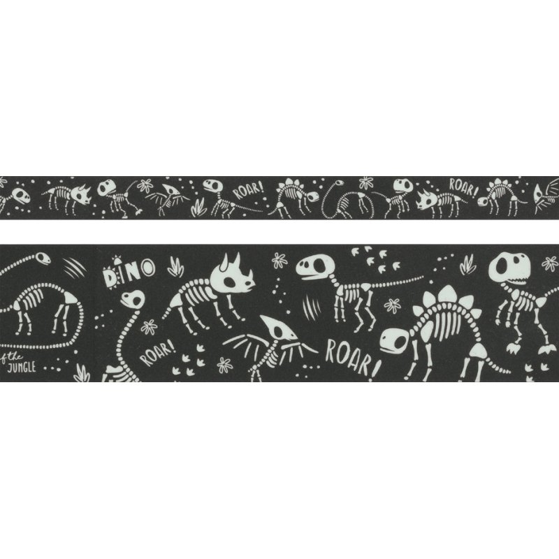 HEYDA decoratietape Glow in the dark, nachtlichtend geel/zwart, 24 stuks