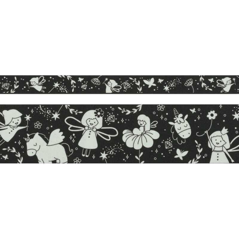 HEYDA decoratietape Glow in the dark, nachtlichtend geel/zwart, 24 stuks