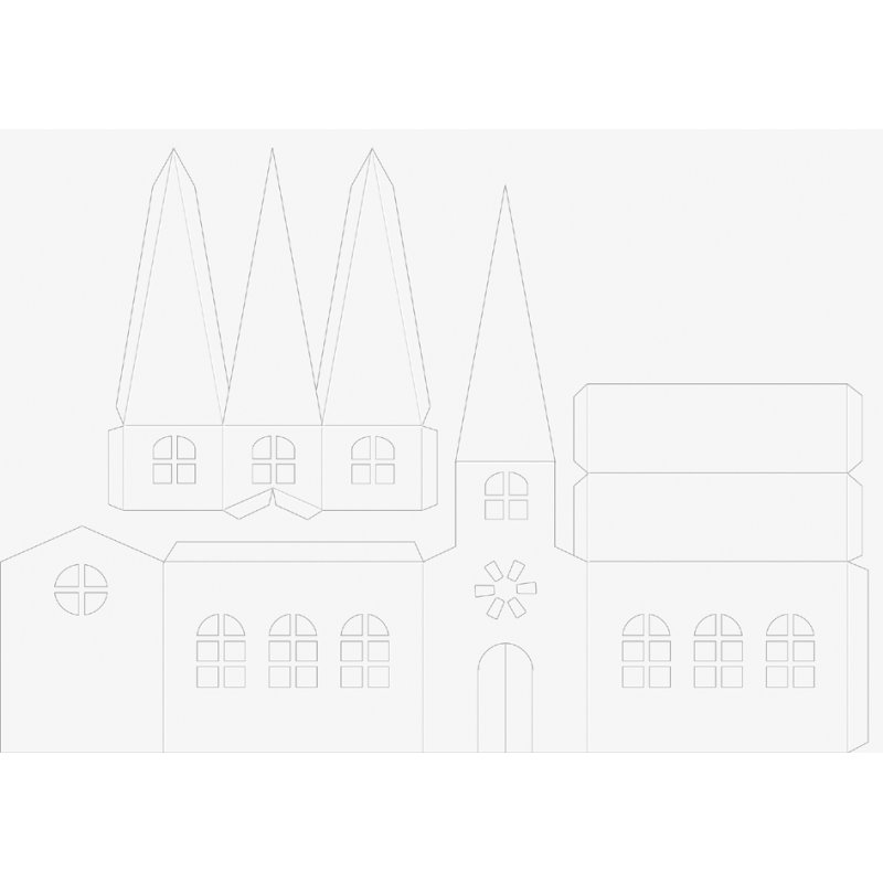 HEYDA knutselset Lichtdorp Huizen & Kerk, wit karton, 350 g/m², 5-delig