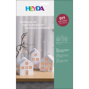 HEYDA knutselset lichtdorp huisjes, karton, wit, 3-delig