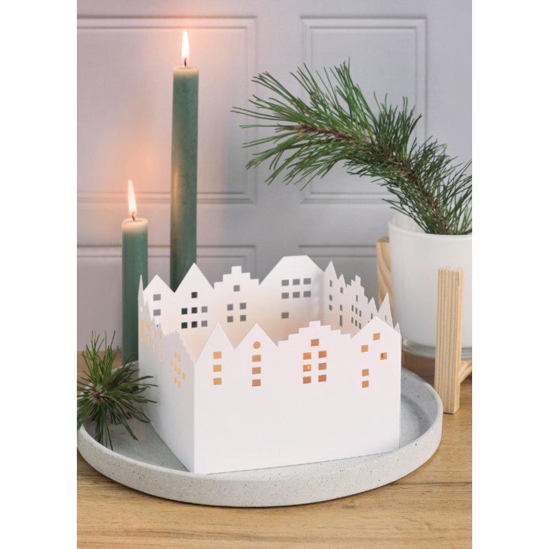 HEYDA knutselset Lichtdorp Leporello, karton, wit, 4-delig