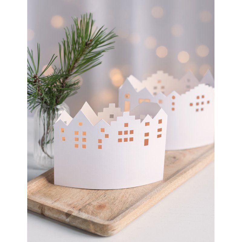 HEYDA knutselset Lichtdorp Leporello, karton, wit, 4-delig
