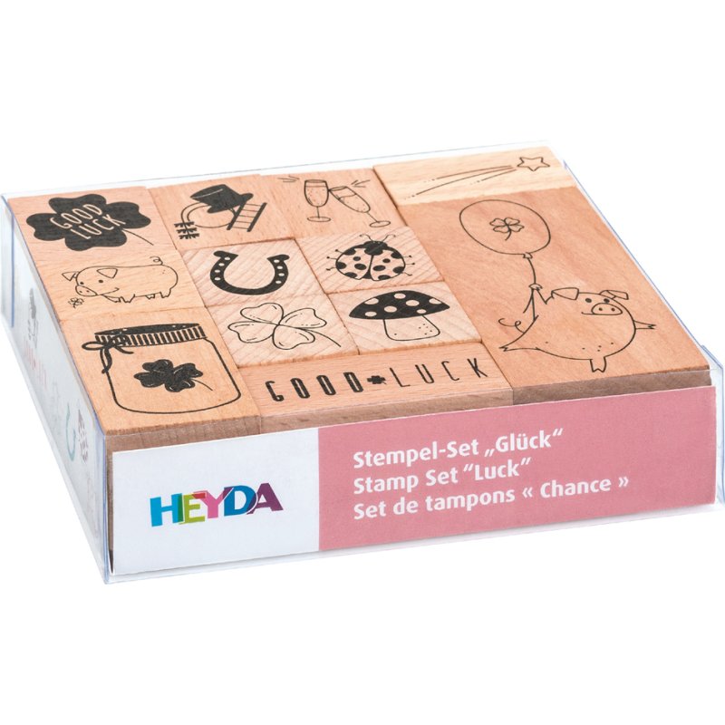 HEYDA ensemble de tampons Bonheur, boîte transparente, 12 tampons