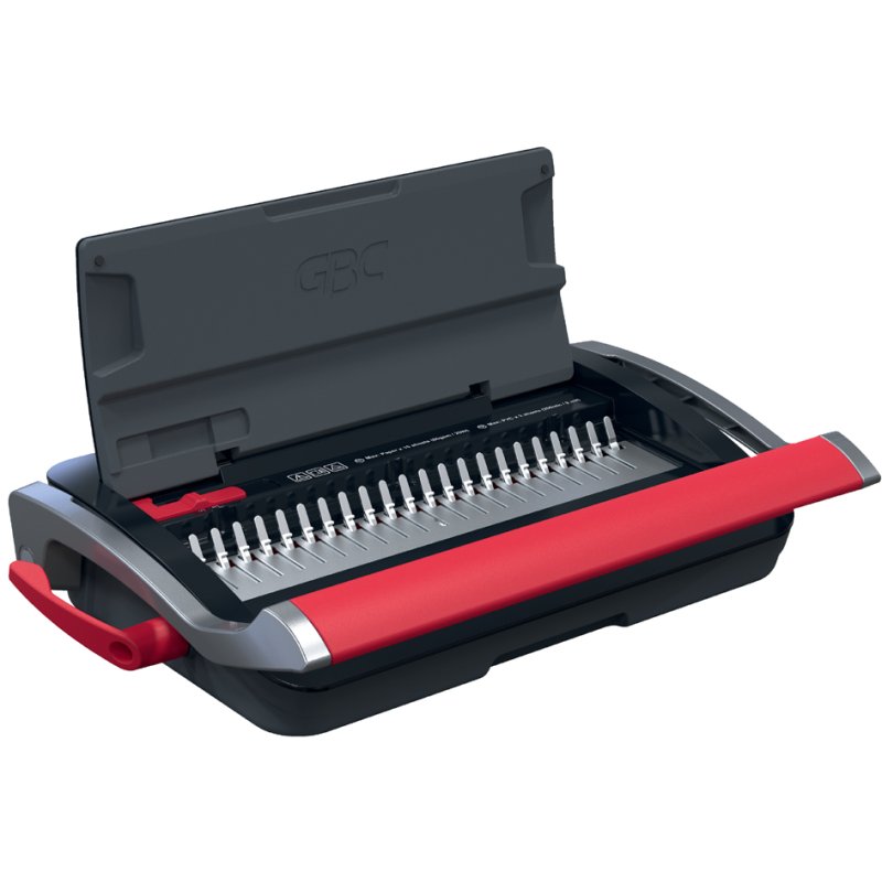 GBC CombBind CB15 binding machine, black/red/silver, A4, 15 sheet punching capacity