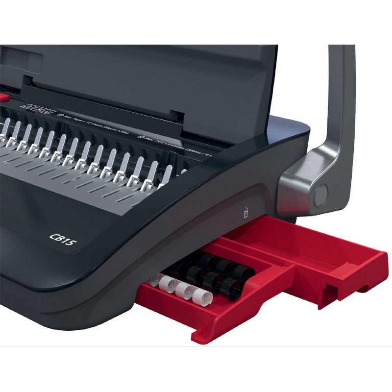 GBC CombBind CB15 binding machine, black/red/silver, A4, 15 sheet punching capacity