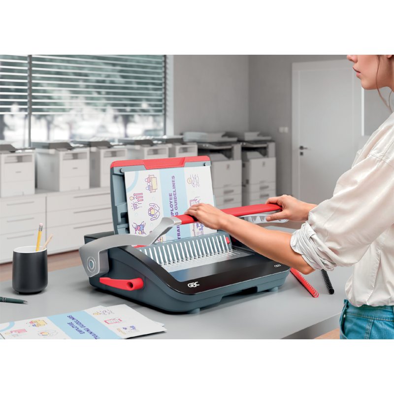 GBC machine à relier CombBind CB25, noir/rouge/argent, A4, perforation 25 feuilles