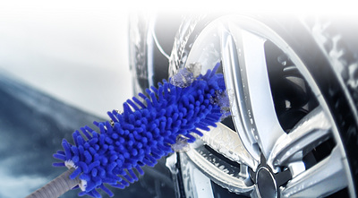 IWH velgenborstel microvezel, blauw/grijs, 400 mm