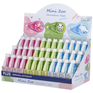 PLUS JAPAN correctieroller Mini Zoo, 5 mm × 6 m, display 36 stuks