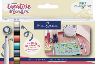 Faber-Castell Creative Marker Goldfaber, calligraphy wedge tip, 6 pieces in case