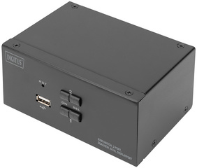 DIGITUS KVM switch, 2 ports, dual display, 4K DisplayPort, black
