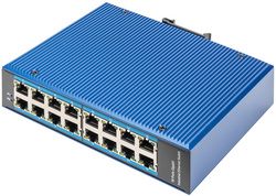 DIGITUS industrial Gigabit Ethernet switch, 16-port, blue, IP40