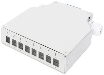 DIGITUS Panneau de brassage DIN-rail, 8 connecteurs LC/DX, gris