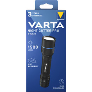 VARTA Premium zaklamp Night Cutter Pro F30R, oplaadbaar, zwart, USB-C