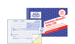 AVERY Zweckform formulierenboek inkomsten-/uitgavenbonnen, wit/geel, A6 dwars, zelfcopiërend, 2×40 vel