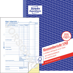 AVERY Zweckform kassameldingenboek, zelfkopiërend, A5, wit/geel, 2×40 vel