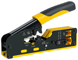 LogiLink Pass Through modular plug crimping tool RJ11/RJ12, multifunctional, black/yellow
