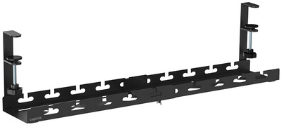 LogiLink extendable cable tray for under the desk, black, 430-730 mm, steel