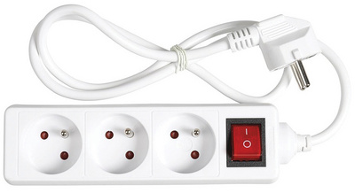 Wonday stekkerdoos 3-voudig, met schakelaar, wit, 4 m kabel
