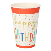 PAPSTAR kartonnen drinkbekers Happy Birthday, 0,2 l, met motief, 10 stuks