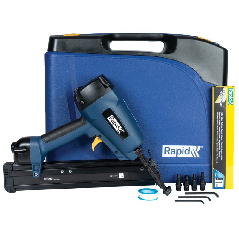 Rapid Tools PRO PB161 pneumatic tacker, blue, in case