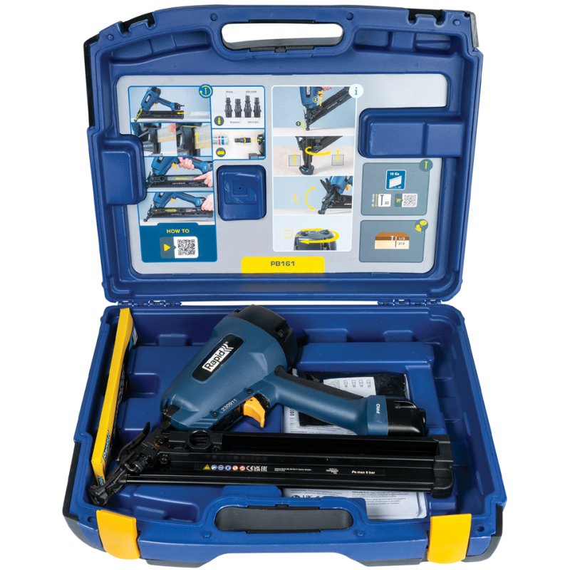 Rapid Tools PRO PB161 pneumatic tacker, blue, in case