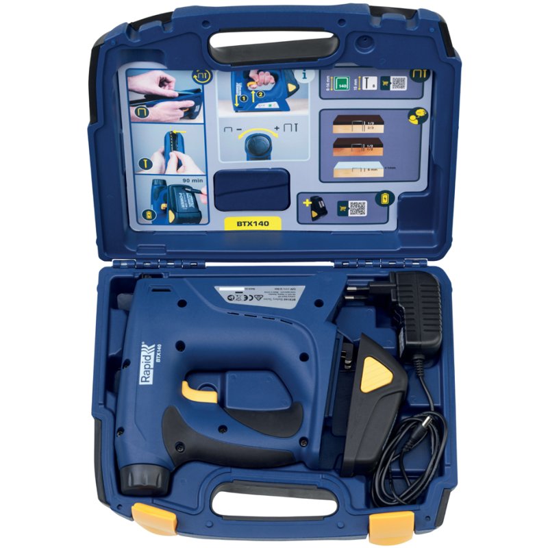 Rapid Tools draadloze nietmachine BTX140, blauw, met accu en koffer