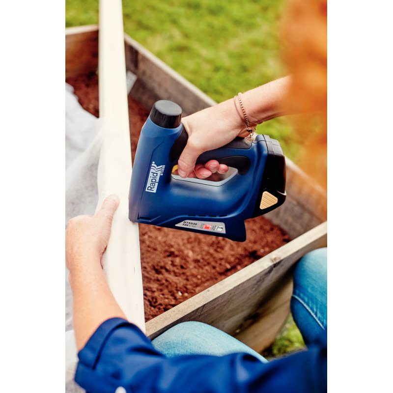 Rapid BTX530 Agrafeuse sans fil, bleu, avec batterie et chargeur