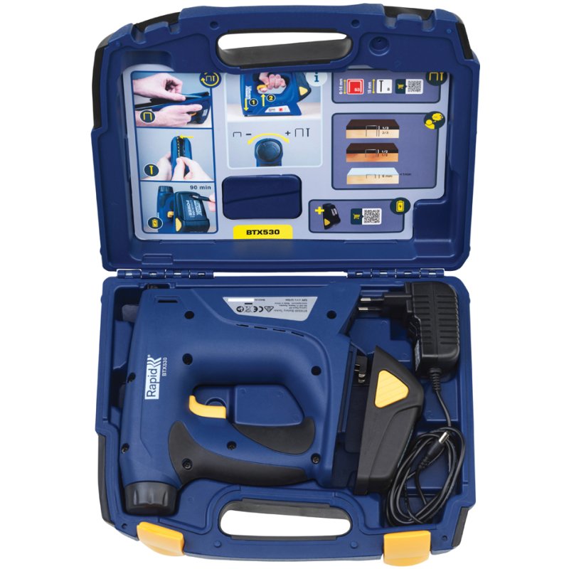 Rapid BTX530 Agrafeuse sans fil, bleu, avec batterie et chargeur
