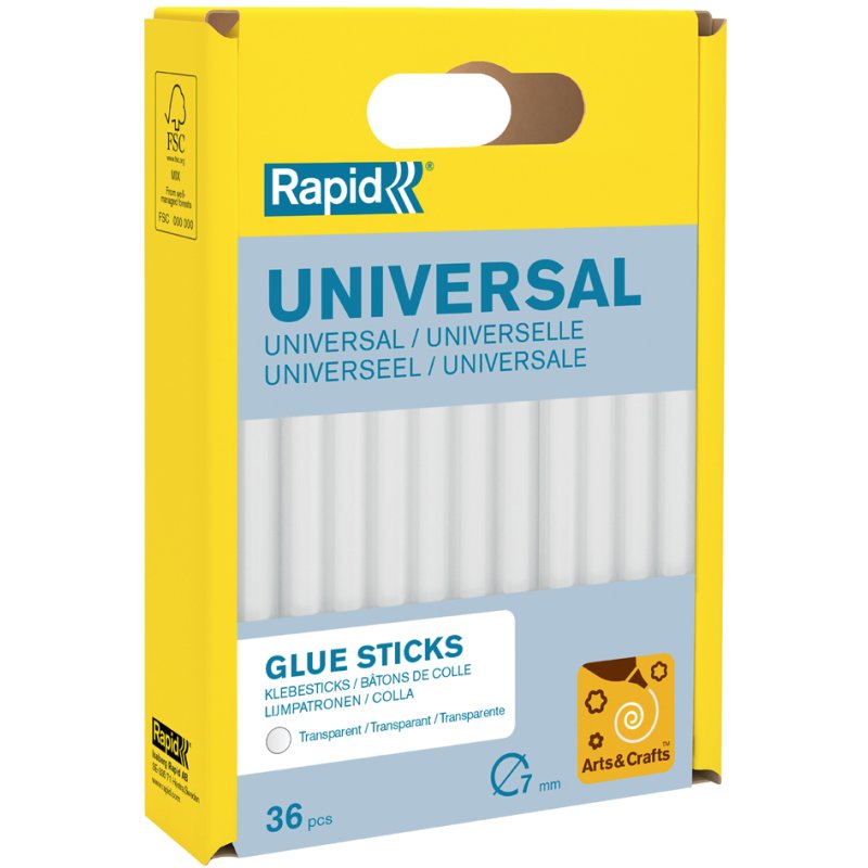 Rapid Tools cartouches de colle universelles, transparent, diamètre 7 mm, 36 pièces