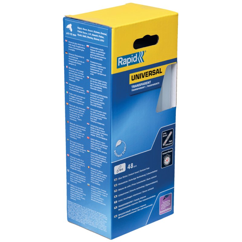 Rapid Tools cartouches de colle universelles transparentes, 12 mm diamètre, 48 pièces