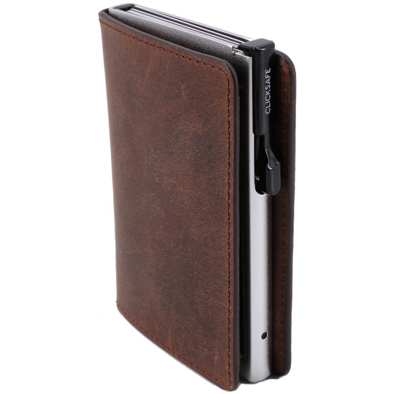 CLICKSAFE portemonnee SLIM met kaarthouder, nappaleder, bruin