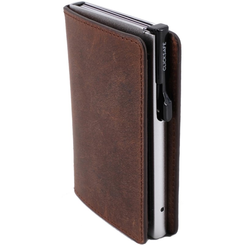 CLICKSAFE portemonnee SLIM met kaarthouder, nappaleder, bruin
