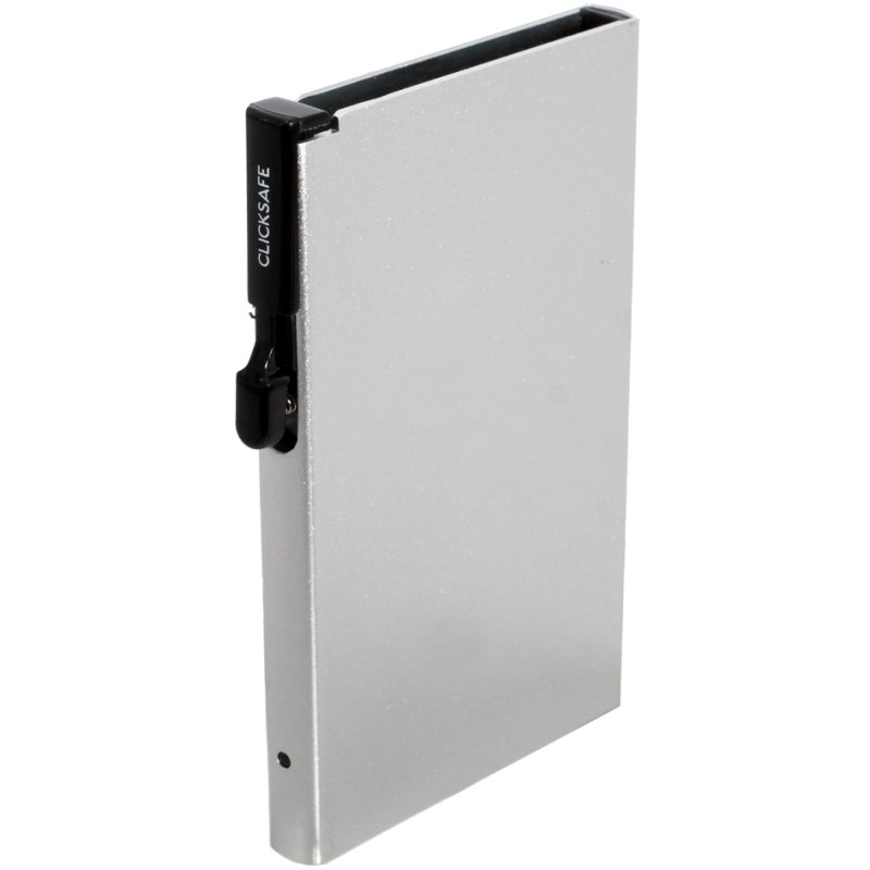 CLICKSAFE kaarthouder SLIM met klikknop, zilver, aluminium, RFID-bescherming