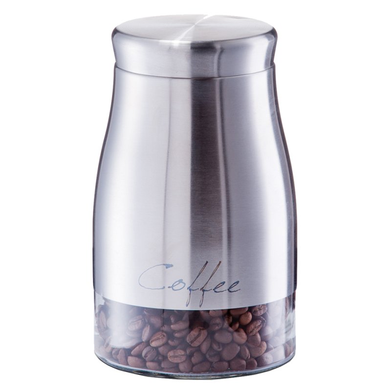 Esmeyer boîte de rangement COFFEE, argent, acier inoxydable/verre, fermeture à vis