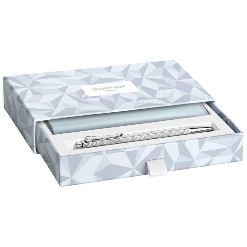 CARAN D'ACHE coffret d'écriture Ecridor Alpine Frost, stylo à bille et étui cuir, noir, recharge