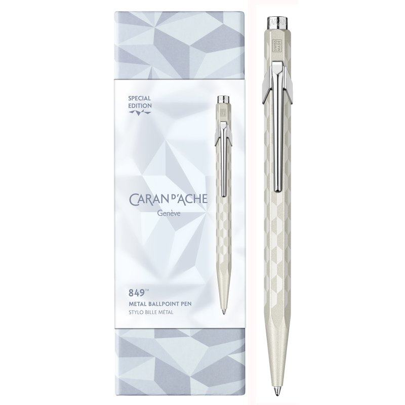CARAN D'ACHE stylo à bille 849 Alpine Frost, blanc, recharge