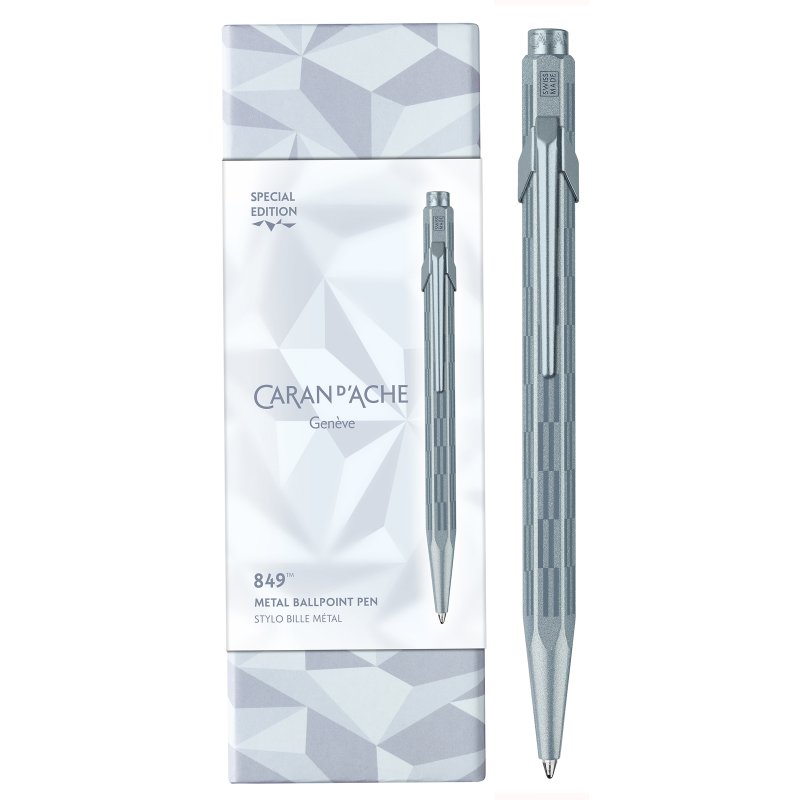 CARAN D'ACHE stylo à bille 849 Alpine Frost, blanc, recharge