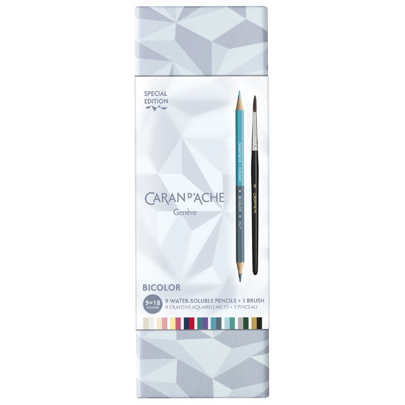 CARAN D'ACHE crayons de couleur BICOLOR ALPINE FROST, bicolore, soluble à l'eau, 10 pièces