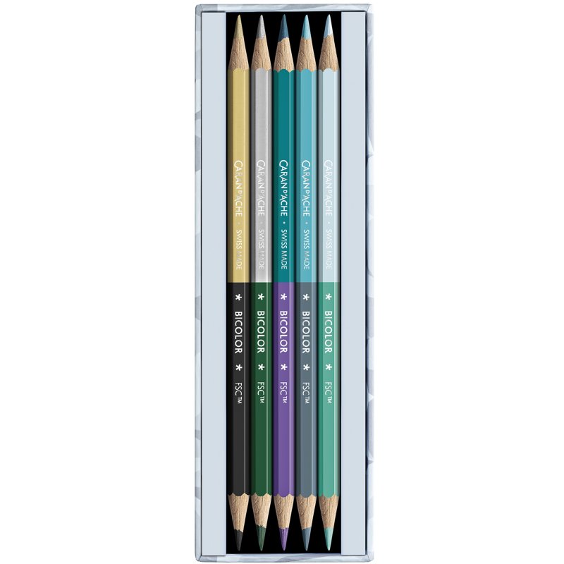 CARAN D'ACHE crayons de couleur BICOLOR ALPINE FROST, bicolore, soluble à l'eau, 10 pièces