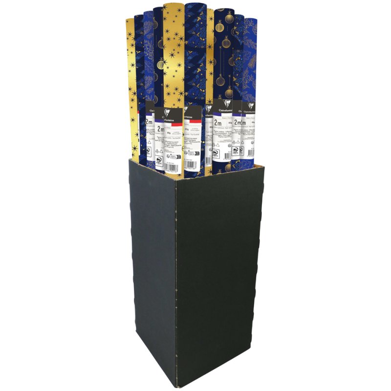 Clairefontaine papier cadeau Noël Azurite, 700 mm × 2 m, 80 g/m², 4 motifs
